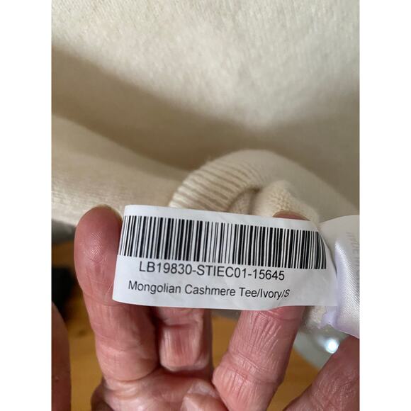 Quince Sweater Mongolian Cashmere Tee Shirt Short Sleeve Crew Neck Cream Size Sm - Picture 10 of 12